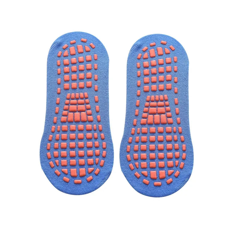 Gray Anti-Slip Trampoline Socks for Parent-Child Use, Cotton Polyester Spandex with Silicone Dots, Elastic Sports Socks for Kids 5-11 Years Old