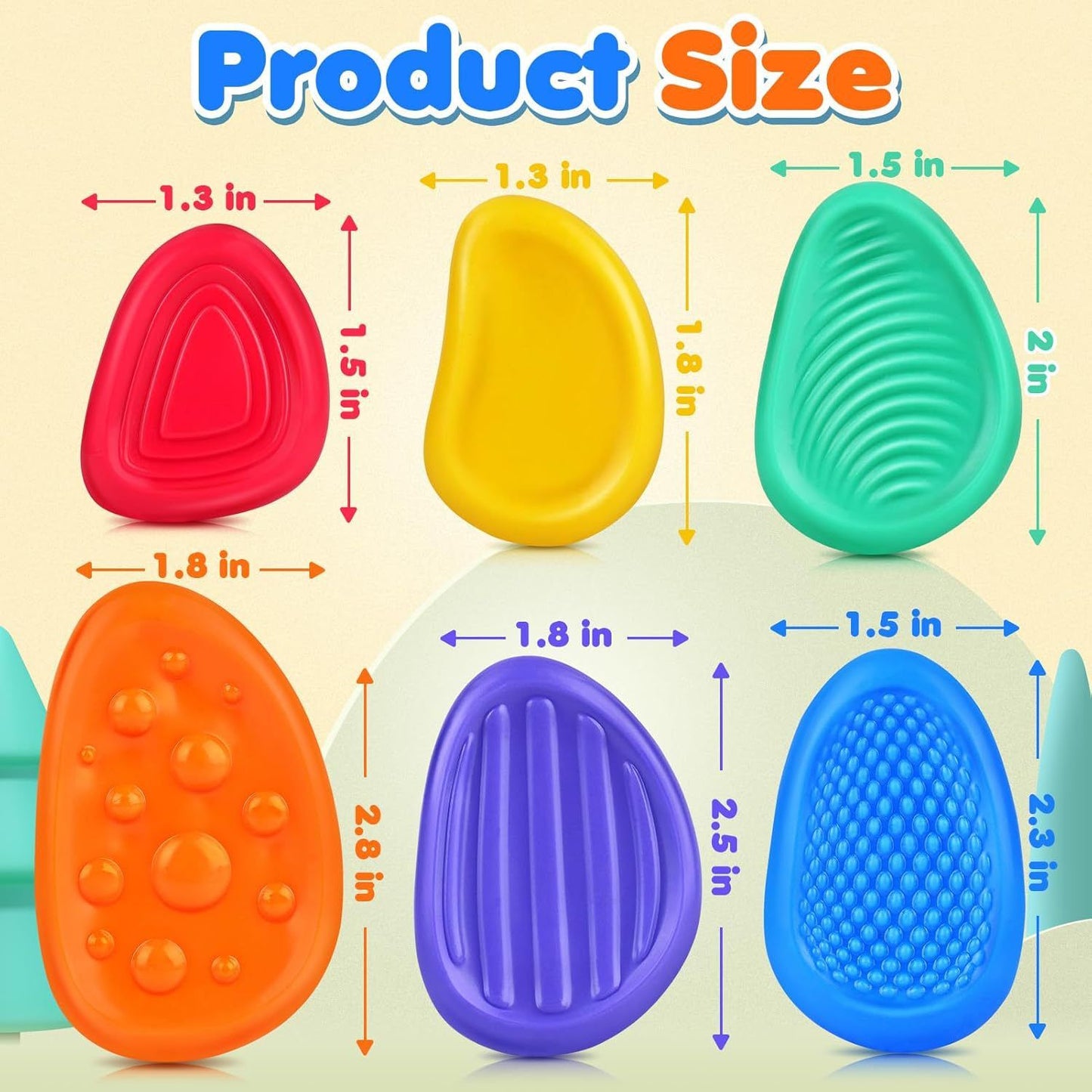 Sensory Stone for Kids: 12 Pack Textured Soft Worry Stone for Autism Kids Calming - Stress Toys for Students Anxiety Relief - Small Prizes Toys