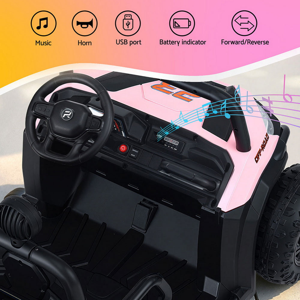 Rigo Kids Ride On Car Electric Toys Cars Headlight Music Remote Control Pink