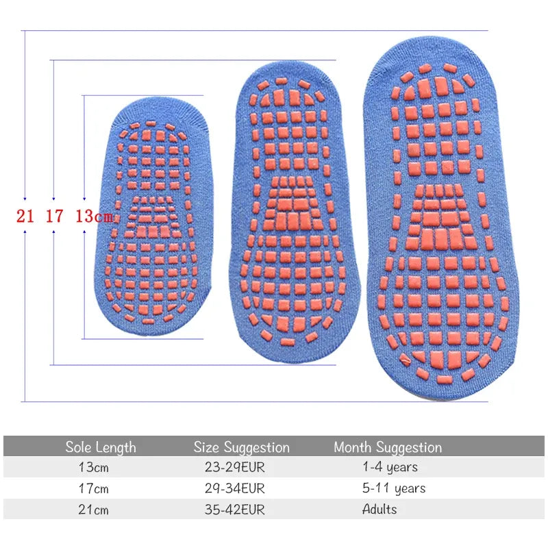 Black Anti-Slip Trampoline Socks for Adults, Cotton Polyester Spandex with Silicone Dots, Elastic Breathable Sports Socks for Indoor Playgrounds and Gyms