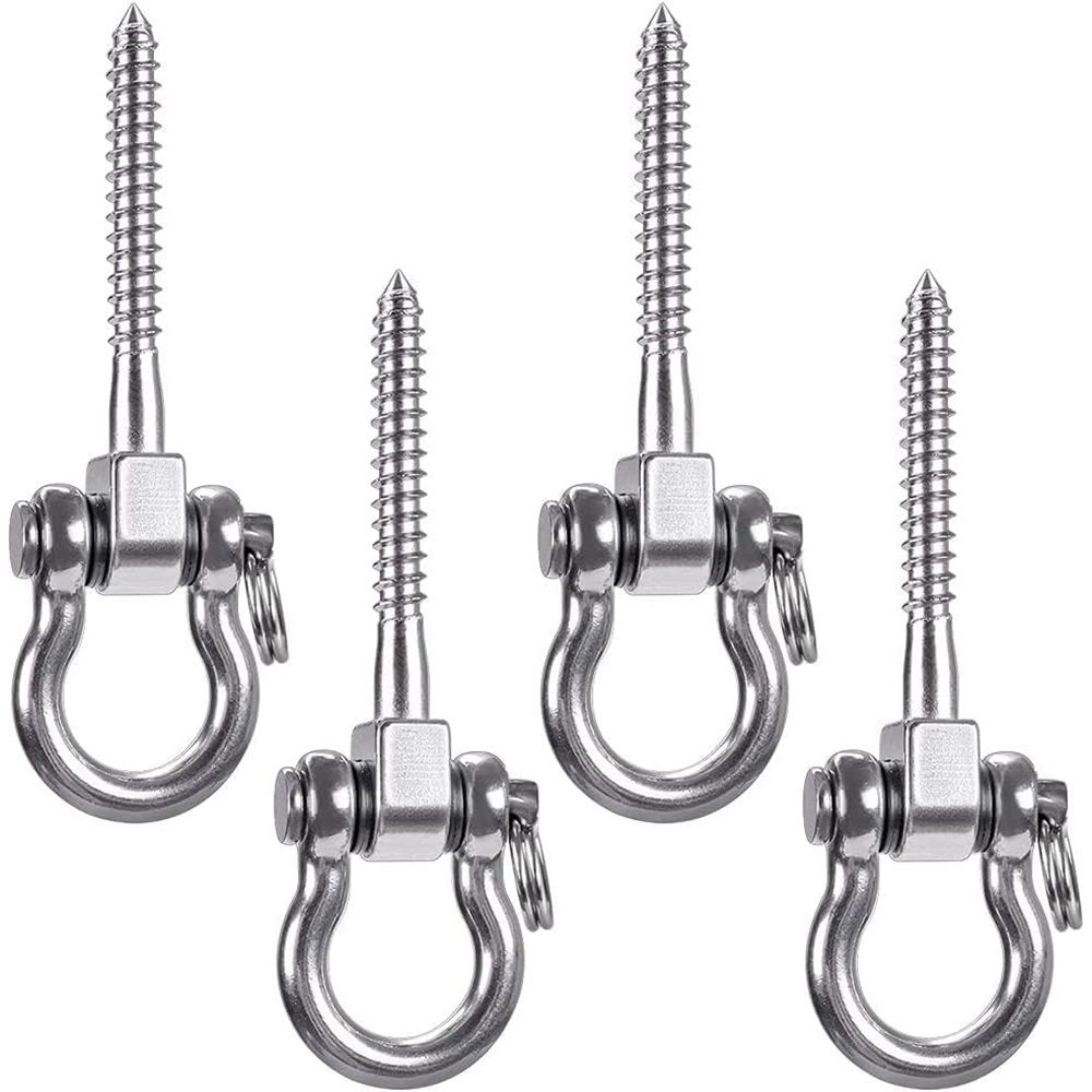 Heavy Duty 180° Swing Hangers, Stainless Steel Eye Screw Bracket,  Playground Yoga Hammock Rope Tire Web Chair Sandbag Punching Bag Porch Swing Sets (4 Pack)