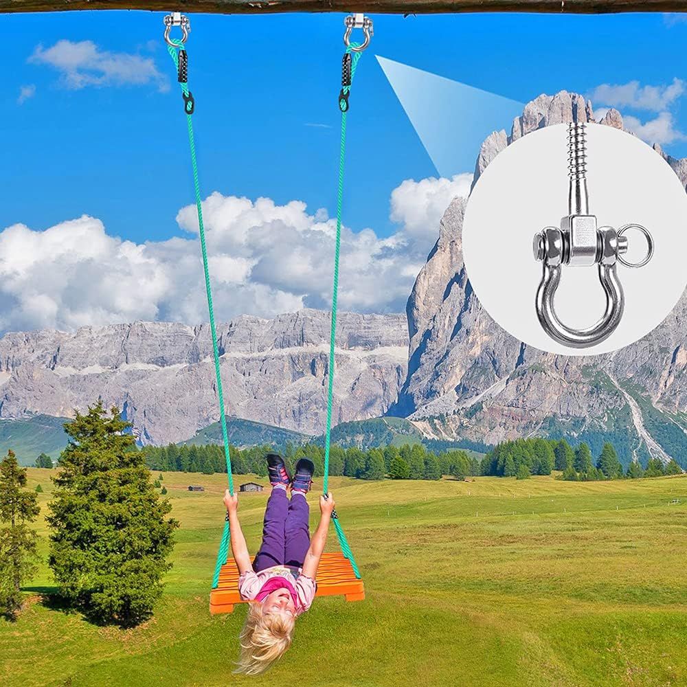 Heavy Duty 180° Swing Hangers, Stainless Steel Eye Screw Bracket,  Playground Yoga Hammock Rope Tire Web Chair Sandbag Punching Bag Porch Swing Sets (4 Pack)