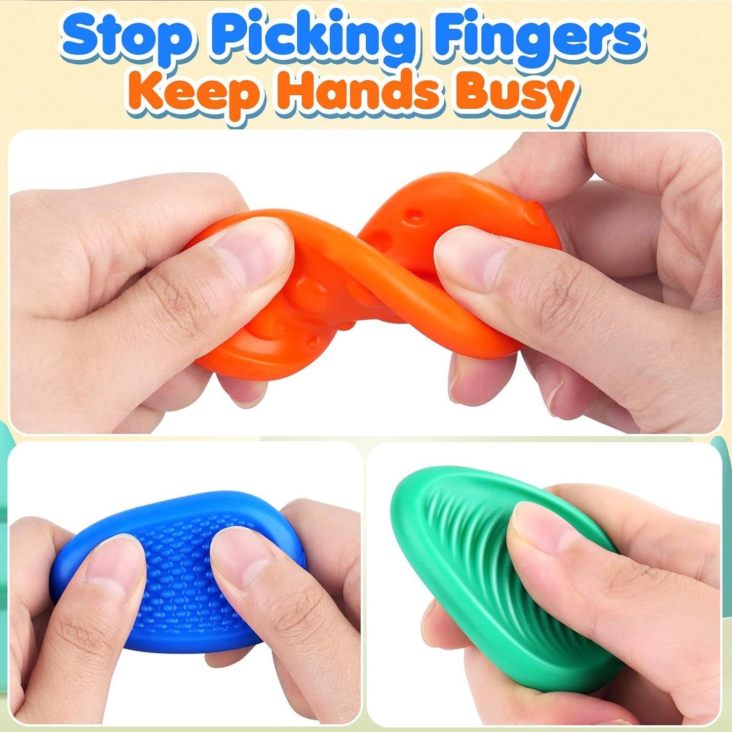 Sensory Stone for Kids: 12 Pack Textured Soft Worry Stone for Autism Kids Calming -  Stress Toys for Students Anxiety Relief - Small Prizes Toys