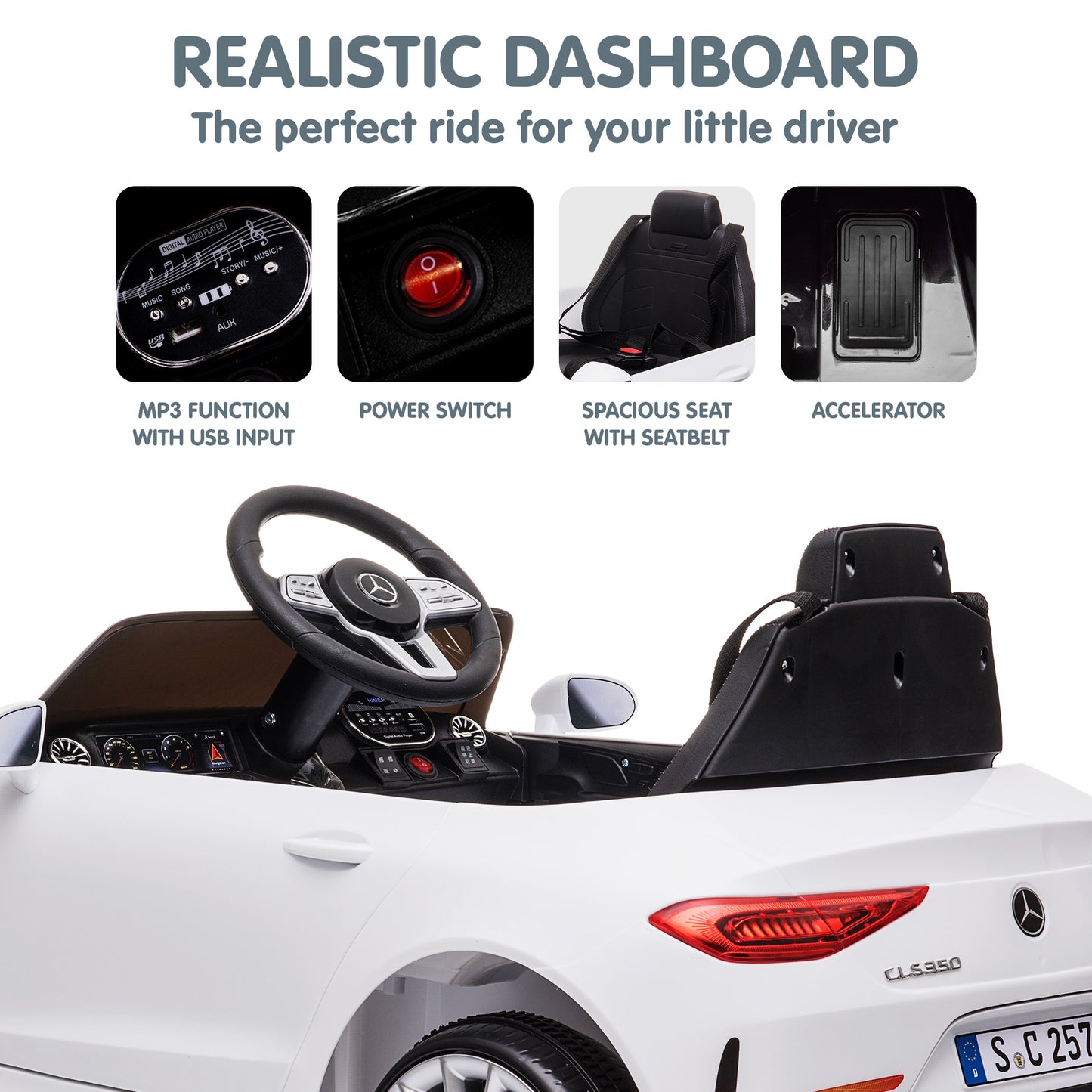 Kahuna Mercedes Benz CLS 350 Kids Electric Ride On Car with Remote Control - White