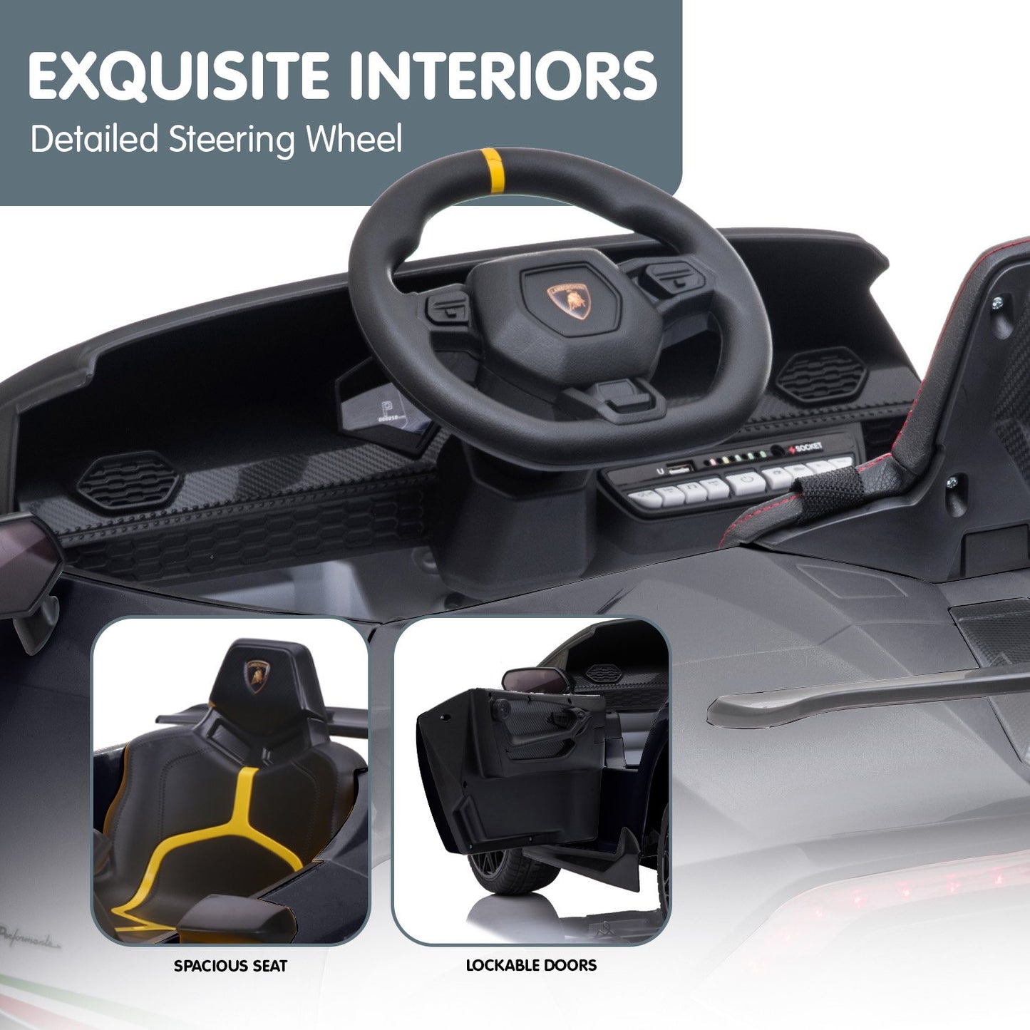 Kahuna Lamborghini Performante Kids Electric Ride On Car Remote Control - Black