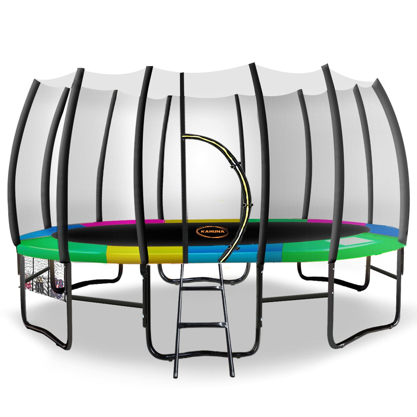 Kahuna Twister 14ft Springless Trampoline Outdoor Kids Safety Net Pad Mat with Basketball Set