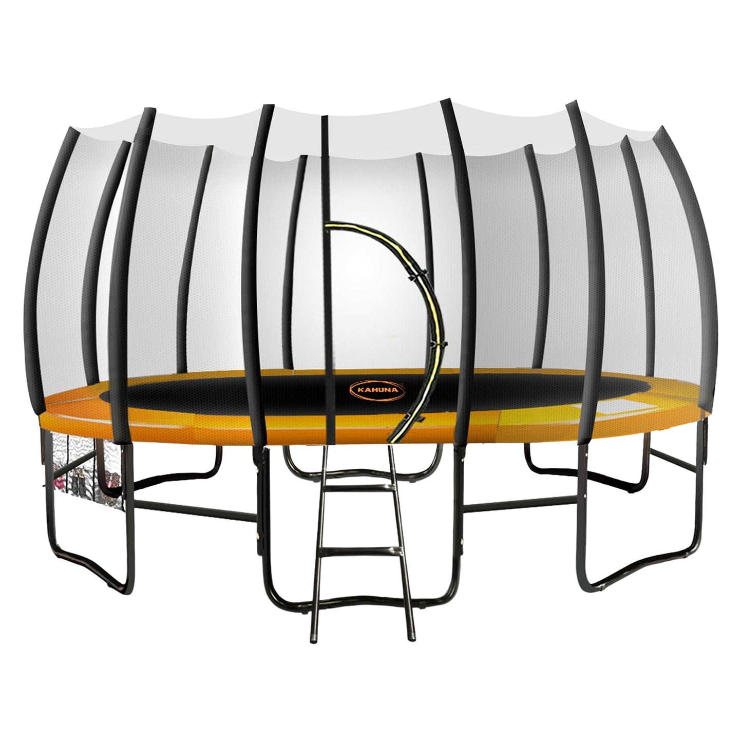 Kahuna Twister 14ft Springless Trampoline Outdoor Kids Safety Net Pad Mat with Basketball Set