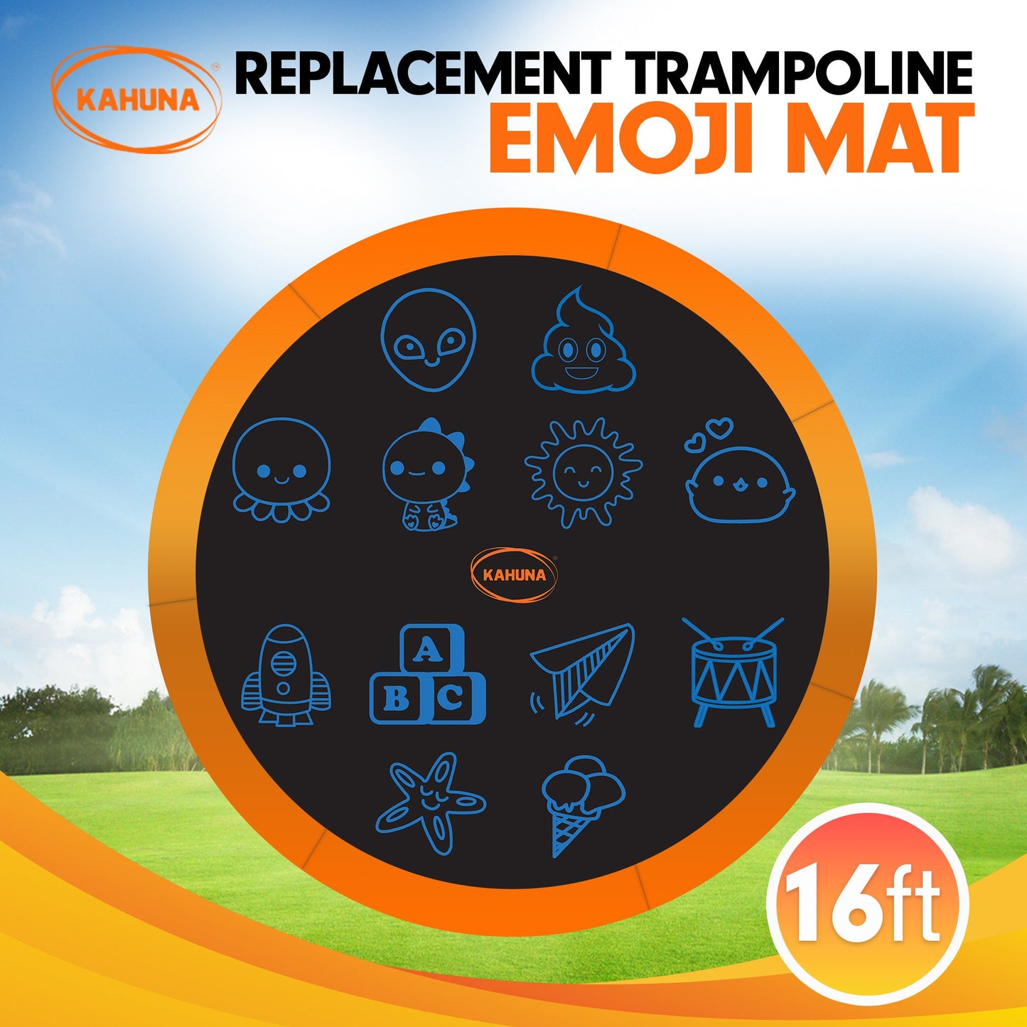 Kahuna 16ft Replacement Trampoline Jumping Mat - Emoji