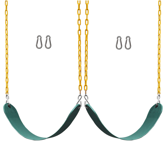 2 Pack Heavy Duty Playground Swing Seats with 66 Inch Plastic Coated Chains for Outdoor Backyard Play