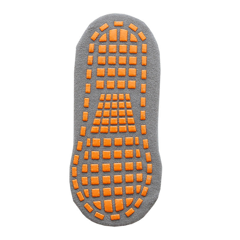 Ten Pairs Of Grey Kids Non-Slip Trampoline Socks  for Playground Early Education and Yoga Unisex Anti-Skid Floor Socks for 1-5 Years