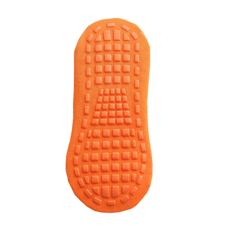 Ten Pairs Of Orange Kids Non-Slip Trampoline Socks  for Playground Early Education and Yoga Unisex Anti-Skid Floor Socks for 1-5 Years