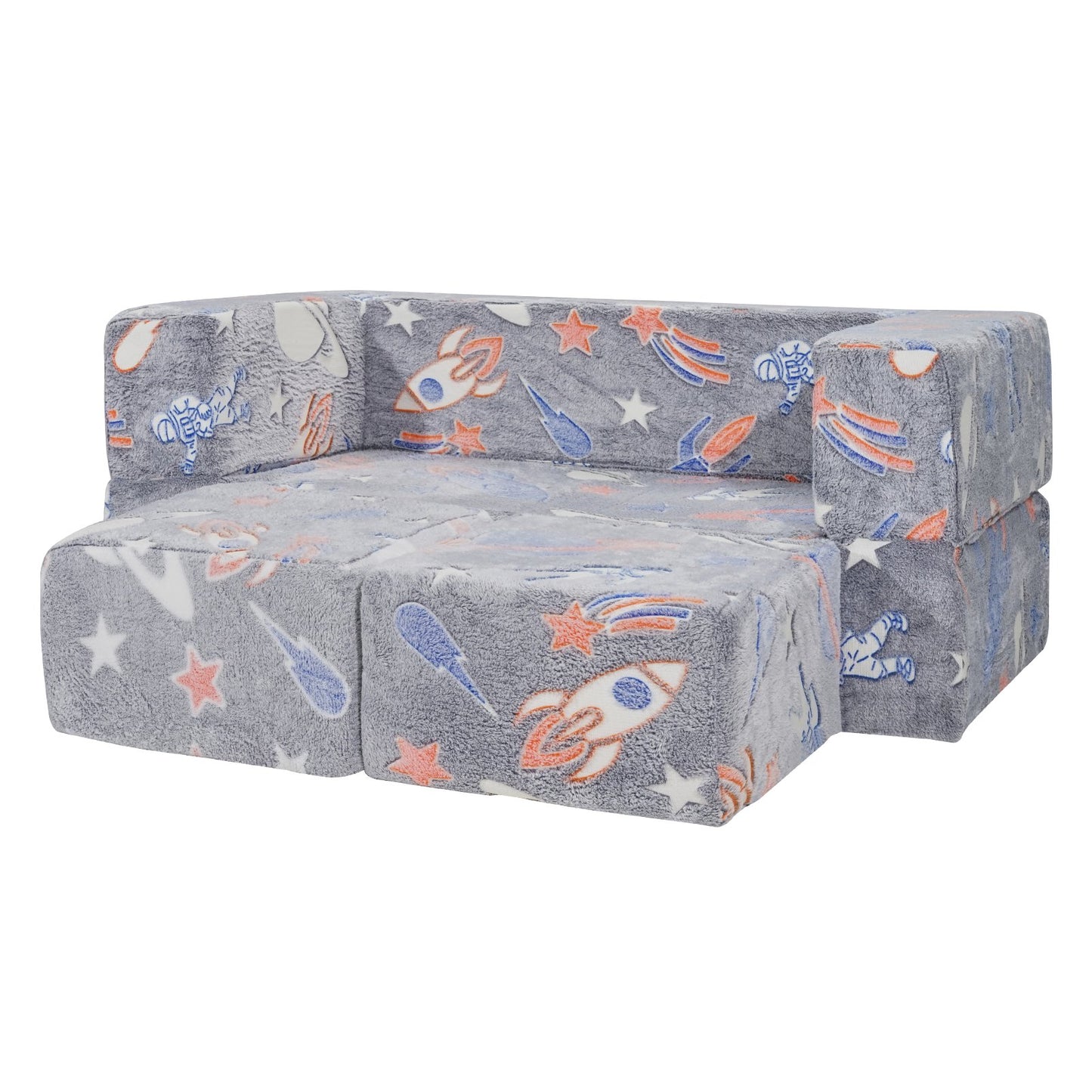 Modular Kids Play Couch 4Pcs DIY Glow in the Dark Toddler Chair Grey